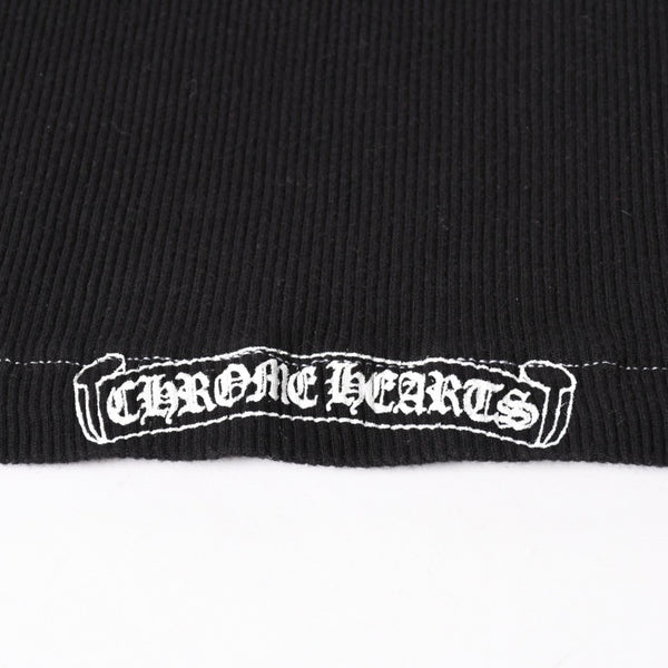CHROME HEARTS クロムハーツ リブタンクトップ ノースリーブ ブラック Mサイズ CHクロス スクロールラベル Tバー 美品 中古 4a004106