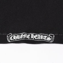 画像をギャラリービューアに読み込む, CHROME HEARTS クロムハーツ リブタンクトップ ノースリーブ ブラック Mサイズ CHクロス スクロールラベル Tバー 美品 中古 4a004106