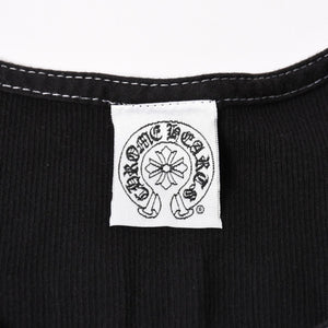 CHROME HEARTS クロムハーツ リブタンクトップ ノースリーブ ブラック Mサイズ CHクロス スクロールラベル Tバー 美品 中古 4a004106