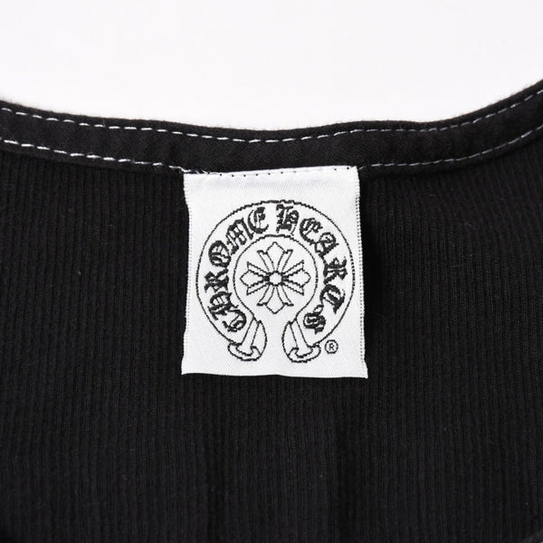 CHROME HEARTS クロムハーツ リブタンクトップ ノースリーブ ブラック Mサイズ CHクロス スクロールラベル Tバー 美品 中古 4a004106
