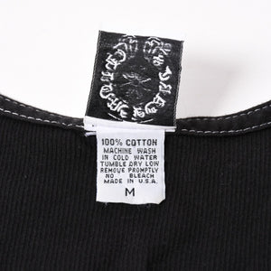 CHROME HEARTS クロムハーツ リブタンクトップ ノースリーブ ブラック Mサイズ CHクロス スクロールラベル Tバー 美品 中古 4a004106