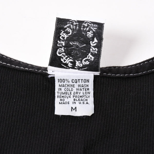 CHROME HEARTS クロムハーツ リブタンクトップ ノースリーブ ブラック Mサイズ CHクロス スクロールラベル Tバー 美品 中古 4a004106