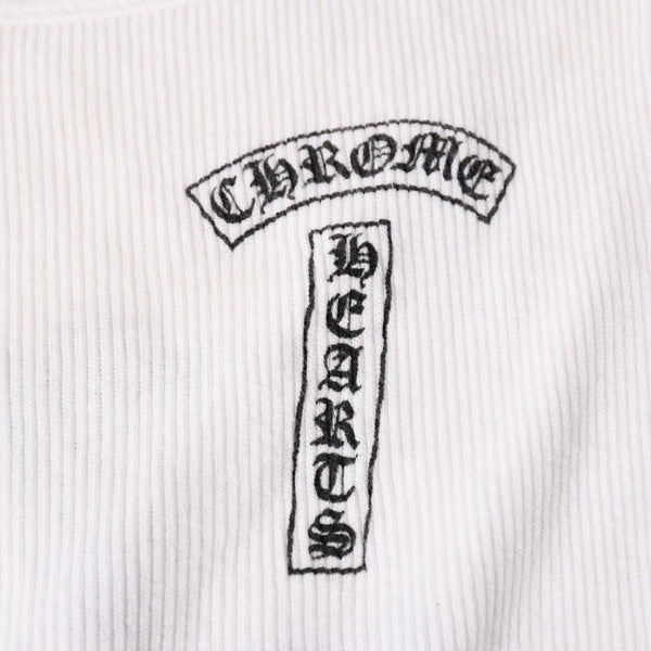 CHROME HEARTS Ribbed Tank Top Sleeveless White L Size CH Cross Scroll Label T Bar Good Condition Used 4a004071