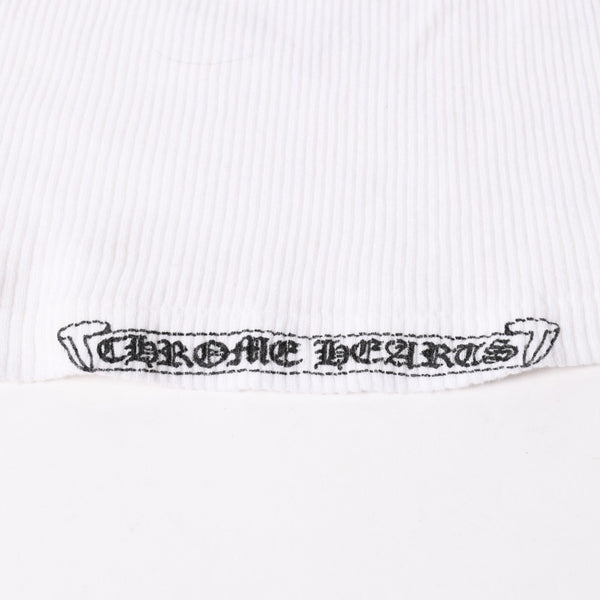 CHROME HEARTS Ribbed Tank Top Sleeveless White L Size CH Cross Scroll Label T Bar Good Condition Used 4a004071