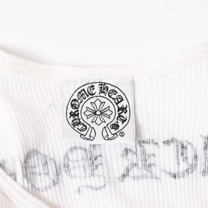 CHROME HEARTS Ribbed Tank Top Sleeveless White L Size CH Cross Scroll Label T Bar Good Condition Used 4a004071