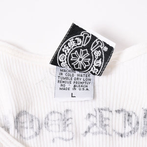 CHROME HEARTS Ribbed Tank Top Sleeveless White L Size CH Cross Scroll Label T Bar Good Condition Used 4a004071