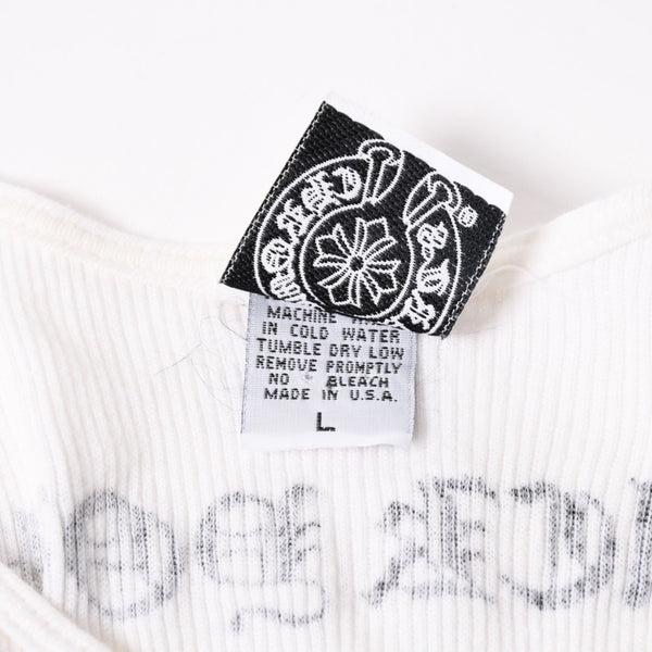 CHROME HEARTS Ribbed Tank Top Sleeveless White L Size CH Cross Scroll Label T Bar Good Condition Used 4a004071