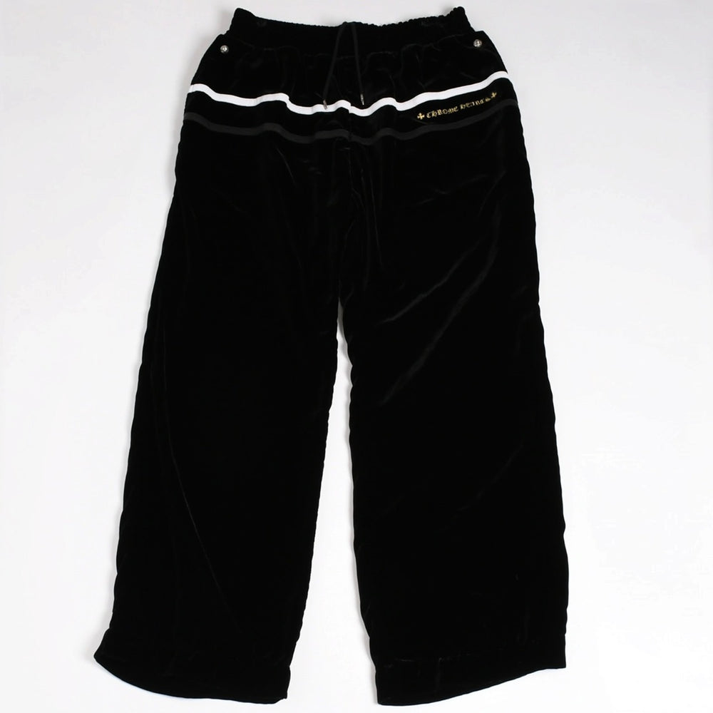 新品未使用品 CHROME HEARTS クロムハーツ Y NOT 25AW トラックパンツ サイズL レーヨン ベロア ブラック 中古 4a004095