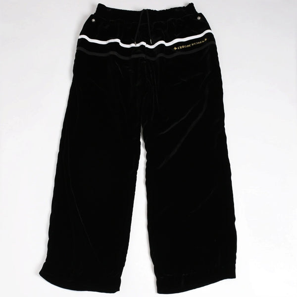 新品未使用品 CHROME HEARTS クロムハーツ Y NOT 25AW トラックパンツ サイズL レーヨン ベロア ブラック 中古 4a004095
