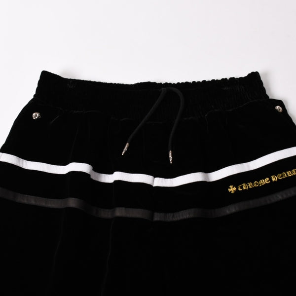 新品未使用品 CHROME HEARTS クロムハーツ Y NOT 25AW トラックパンツ サイズL レーヨン ベロア ブラック 中古 4a004095