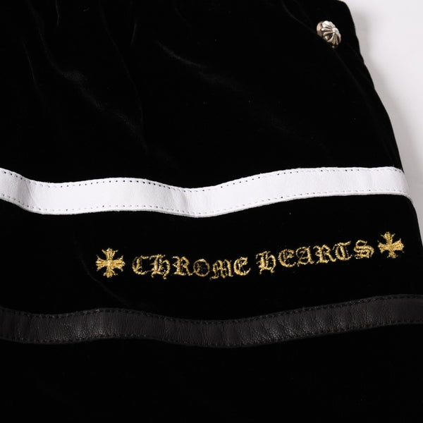 新品未使用品 CHROME HEARTS クロムハーツ Y NOT 25AW トラックパンツ サイズL レーヨン ベロア ブラック 中古 4a004095