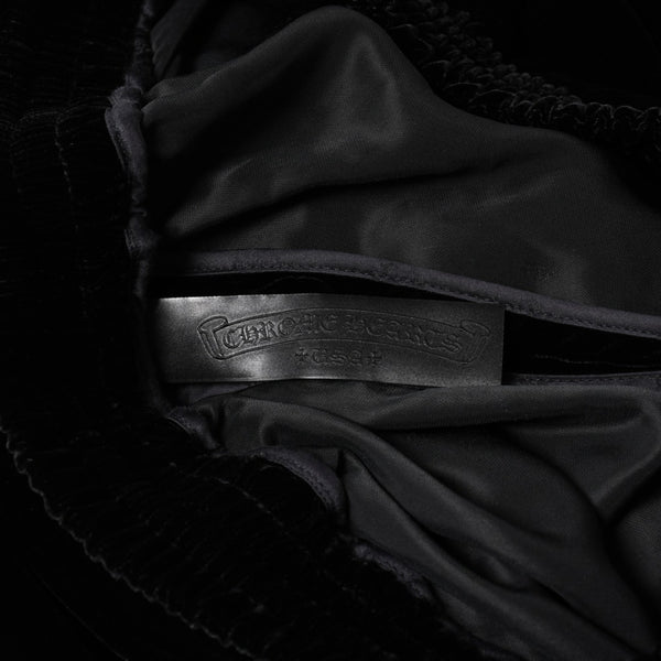 新品未使用品 CHROME HEARTS クロムハーツ Y NOT 25AW トラックパンツ サイズL レーヨン ベロア ブラック 中古 4a004095