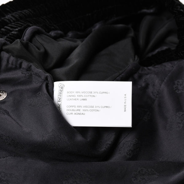 新品未使用品 CHROME HEARTS クロムハーツ Y NOT 25AW トラックパンツ サイズL レーヨン ベロア ブラック 中古 4a004095
