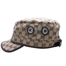 Load image into Gallery viewer, 極美品 GUCCI グッチ GGキャンバス キャップ WORK CAP ワークキャップ シルバー金具 サイズL ブラウン 中古 4a003965
