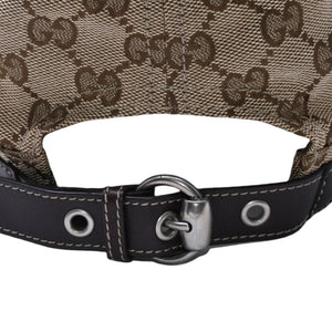 極美品 GUCCI グッチ GGキャンバス キャップ WORK CAP ワークキャップ シルバー金具 サイズL ブラウン 中古 4a003965