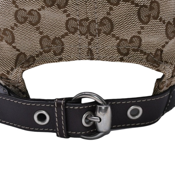 極美品 GUCCI グッチ GGキャンバス キャップ WORK CAP ワークキャップ シルバー金具 サイズL ブラウン 中古 4a003965
