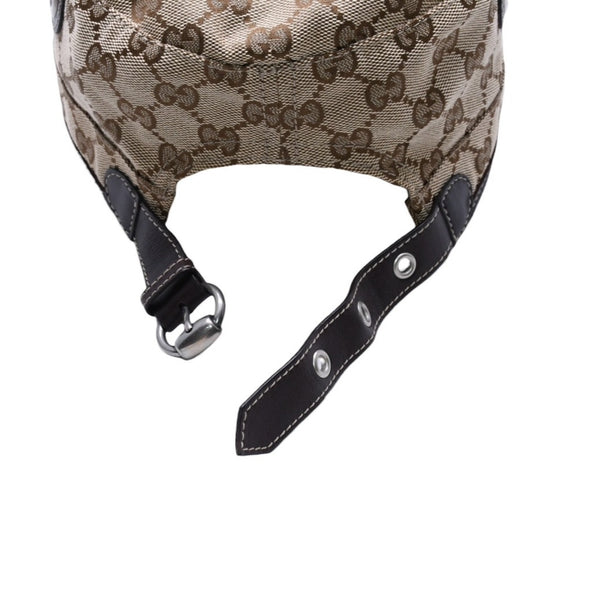 極美品 GUCCI グッチ GGキャンバス キャップ WORK CAP ワークキャップ シルバー金具 サイズL ブラウン 中古 4a003965