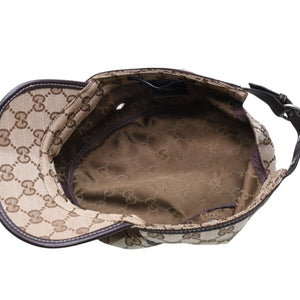 極美品 GUCCI グッチ GGキャンバス キャップ WORK CAP ワークキャップ シルバー金具 サイズL ブラウン 中古 4a003965