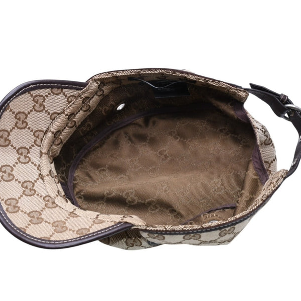 極美品 GUCCI グッチ GGキャンバス キャップ WORK CAP ワークキャップ シルバー金具 サイズL ブラウン 中古 4a003965