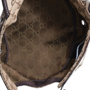 極美品 GUCCI グッチ GGキャンバス キャップ WORK CAP ワークキャップ シルバー金具 サイズL ブラウン 中古 4a003965