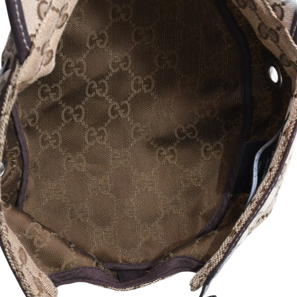 極美品 GUCCI グッチ GGキャンバス キャップ WORK CAP ワークキャップ シルバー金具 サイズL ブラウン 中古 4a003965