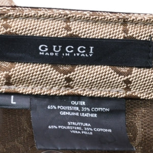極美品 GUCCI グッチ GGキャンバス キャップ WORK CAP ワークキャップ シルバー金具 サイズL ブラウン 中古 4a003965