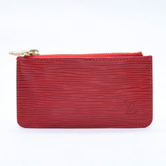 Very Good Condition LOUIS VUITTON Pochette Cle Coin Case Coin Purse M63807 Epi Leather Red Gold Hardware Used 4a003955