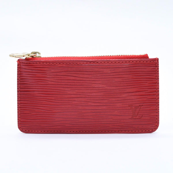 Very Good Condition LOUIS VUITTON Pochette Cle Coin Case Coin Purse M63807 Epi Leather Red Gold Hardware Used 4a003955