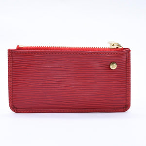 Very Good Condition LOUIS VUITTON Pochette Cle Coin Case Coin Purse M63807 Epi Leather Red Gold Hardware Used 4a003955