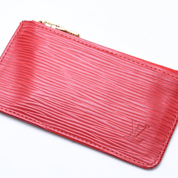 Very Good Condition LOUIS VUITTON Pochette Cle Coin Case Coin Purse M63807 Epi Leather Red Gold Hardware Used 4a003955