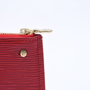 Very Good Condition LOUIS VUITTON Pochette Cle Coin Case Coin Purse M63807 Epi Leather Red Gold Hardware Used 4a003955