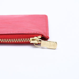Very Good Condition LOUIS VUITTON Pochette Cle Coin Case Coin Purse M63807 Epi Leather Red Gold Hardware Used 4a003955