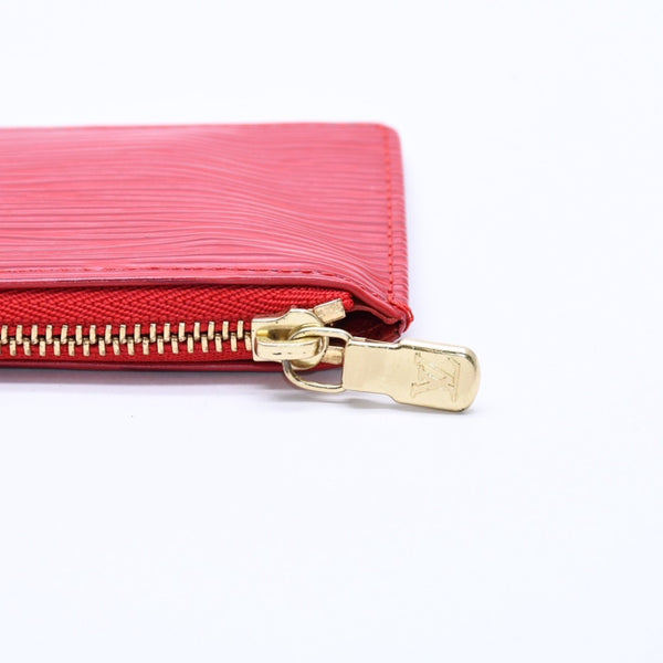 Very Good Condition LOUIS VUITTON Pochette Cle Coin Case Coin Purse M63807 Epi Leather Red Gold Hardware Used 4a003955
