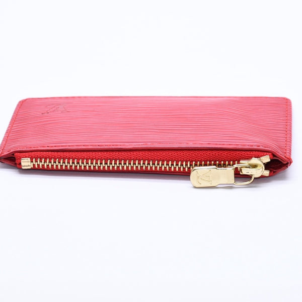 Very Good Condition LOUIS VUITTON Pochette Cle Coin Case Coin Purse M63807 Epi Leather Red Gold Hardware Used 4a003955