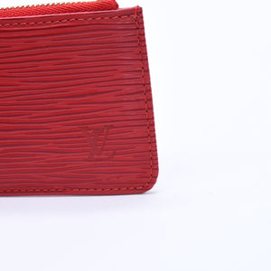 Very Good Condition LOUIS VUITTON Pochette Cle Coin Case Coin Purse M63807 Epi Leather Red Gold Hardware Used 4a003955