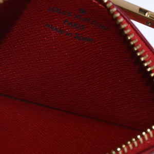 Very Good Condition LOUIS VUITTON Pochette Cle Coin Case Coin Purse M63807 Epi Leather Red Gold Hardware Used 4a003955