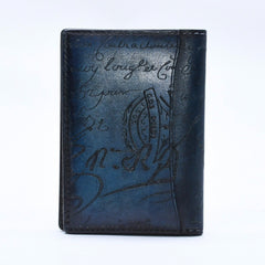 Berluti Berluti Calligraphy Card Case Pass Case Leather Navy Blue F0135 Good Condition Used 4a003974