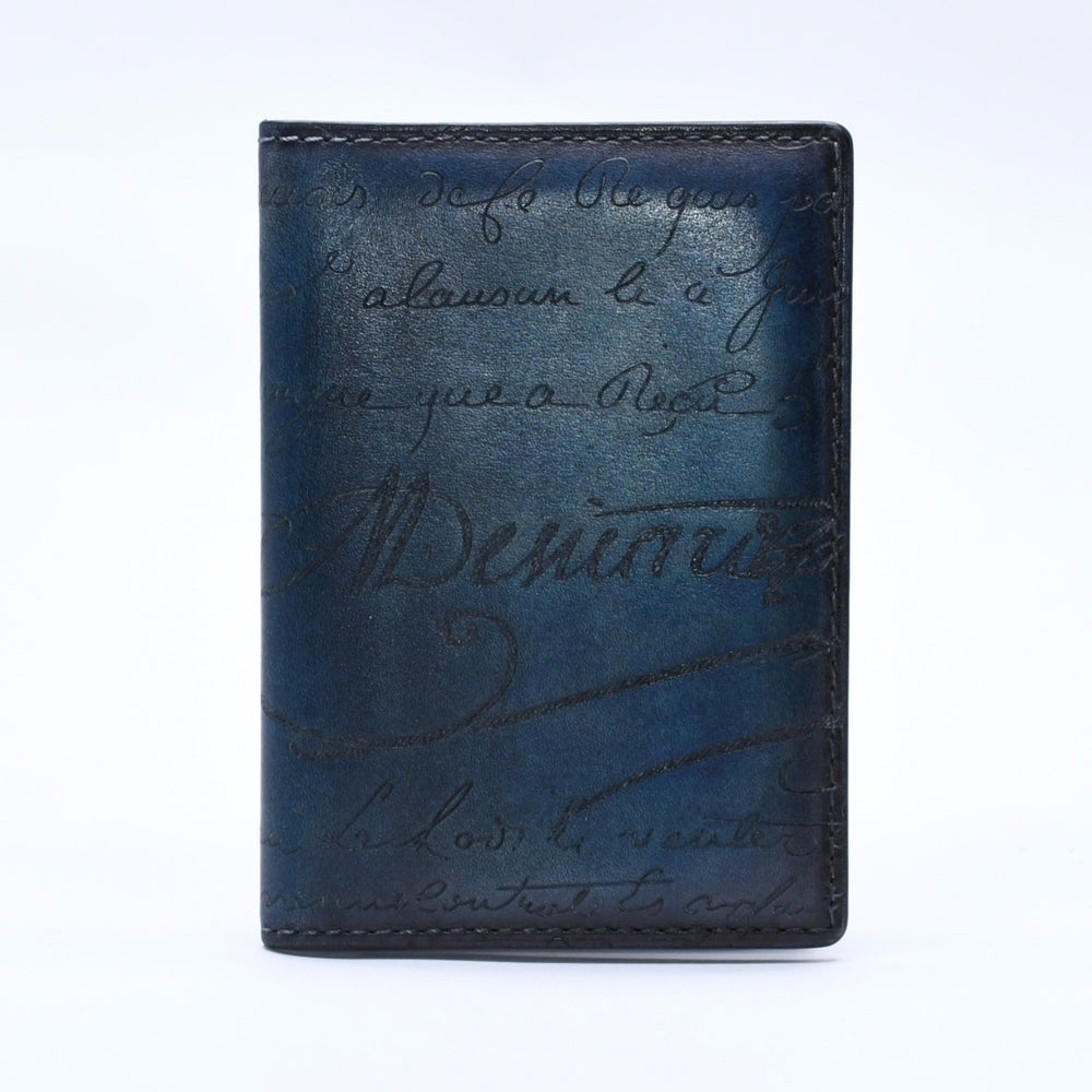 Berluti ベルルッティ カリグラフィ カードケース パスケース レザー ネイビーブルー F0135 美品 中古 4a003974