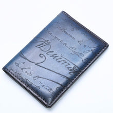 Load image into Gallery viewer, Berluti ベルルッティ カリグラフィ カードケース パスケース レザー ネイビーブルー F0135 美品 中古 4a003974