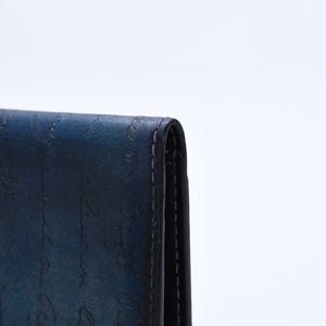 Berluti Berluti Calligraphy Card Case Pass Case Leather Navy Blue F0135 Good Condition Used 4a003974