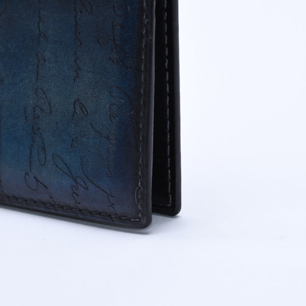 Berluti Berluti Calligraphy Card Case Pass Case Leather Navy Blue F0135 Good Condition Used 4a003974