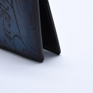 Berluti Berluti Calligraphy Card Case Pass Case Leather Navy Blue F0135 Good Condition Used 4a003974
