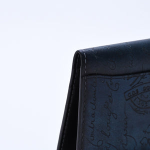Berluti Berluti Calligraphy Card Case Pass Case Leather Navy Blue F0135 Good Condition Used 4a003974