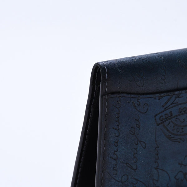 Berluti Berluti Calligraphy Card Case Pass Case Leather Navy Blue F0135 Good Condition Used 4a003974