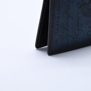 Berluti Berluti Calligraphy Card Case Pass Case Leather Navy Blue F0135 Good Condition Used 4a003974