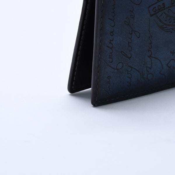 Berluti Berluti Calligraphy Card Case Pass Case Leather Navy Blue F0135 Good Condition Used 4a003974