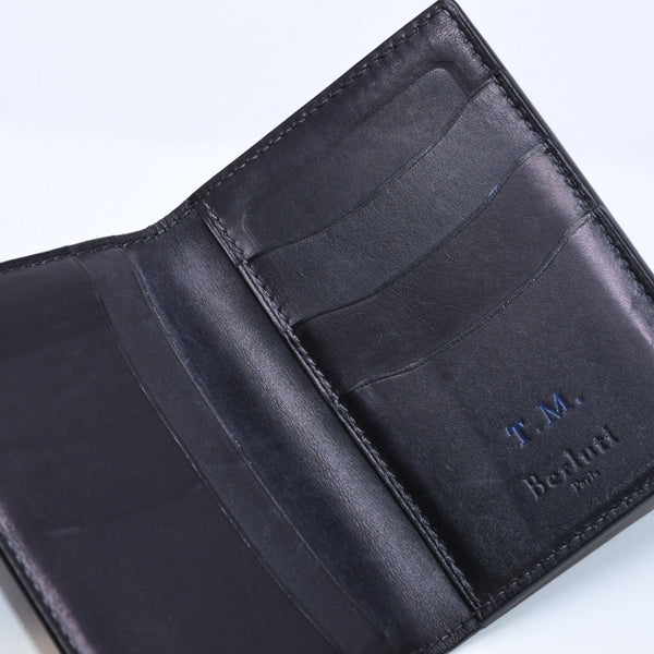 Berluti Berluti Calligraphy Card Case Pass Case Leather Navy Blue F0135 Good Condition Used 4a003974