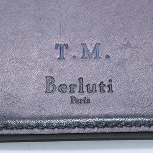Berluti Berluti Calligraphy Card Case Pass Case Leather Navy Blue F0135 Good Condition Used 4a003974