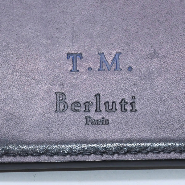 Berluti Berluti Calligraphy Card Case Pass Case Leather Navy Blue F0135 Good Condition Used 4a003974