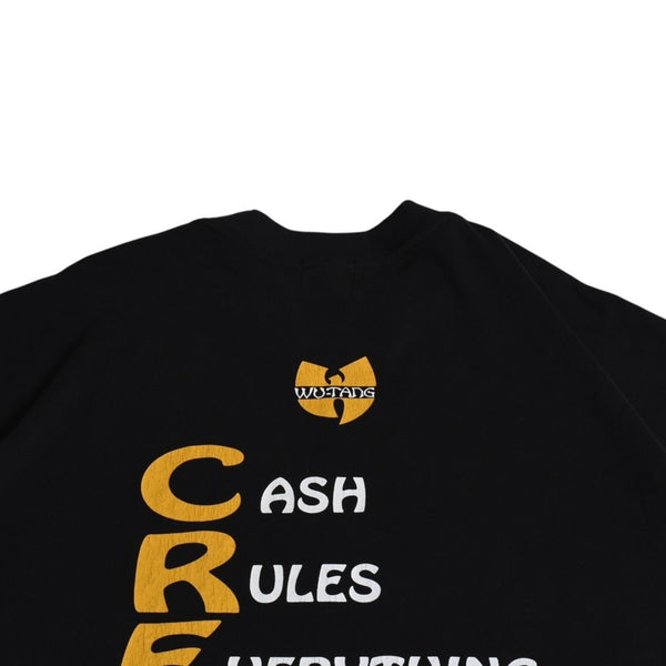 極美品 Wu-Tang Clan ウータンクラン オフィシャルTシャツ Wロゴ C.R.E.A.M. ヴィンテージ加工 ブラック イエロー XXLサイズ 中古 4a004123